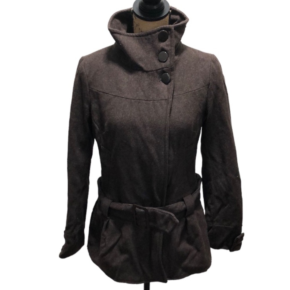 {Divided} Brown Wool Blend Full Zip Coat